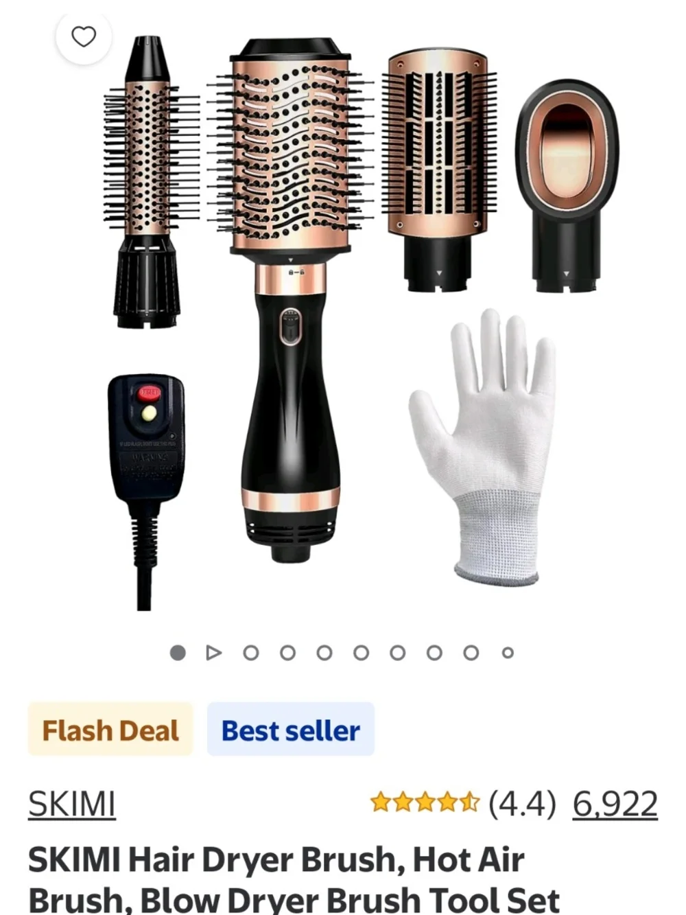 SKIMI Hot Air Hair Dryer Brush - Black & Rose Gold